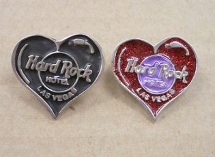 Las Vegas Hotel sterling silver Heart & red sparkling Heart with purple Logo